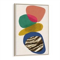 Obraz w ramie 80x120 - Kolorowe Przenikanie Kształtów - abstrakcyjne formy, obraz olejny - rama drewno