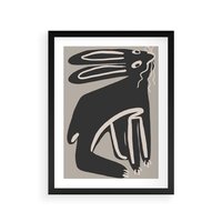 Plakat w ramie 30x40 - Konturujące Struktury - skandynawska sztuka, królik - rama czarna