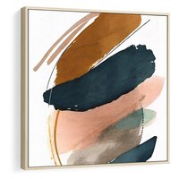 Obraz w ramie 80x80 - Migocące Impresje Przestrzeni - abstrakcyjny obraz, kolory ciepłe - rama drewno