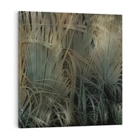 Obraz na płótnie 60x60 - Światło w mroku duszy - liście traw, mroczny klimat