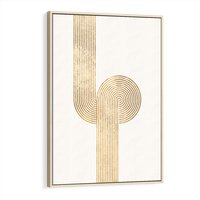 Obraz w ramie 50x70 - Podróżne Kształty - geometryczne linie w złotym kolorze, minimalizm - rama drewno