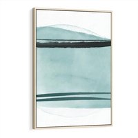 Obraz w ramie 80x120 - Turkusowy Świat - minimlizm, abstrakcja - rama drewno
