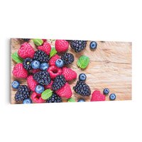 Obraz na płótnie 100x50 - Smak malin i borówek - owoce, leśne