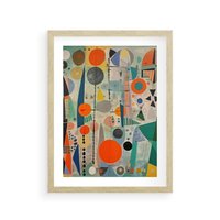 Plakat w ramie 50x70 - Wewnętrzne Zagadki Kształtów - abstrakcyjny obraz, sztuka abstrakcji - rama drewno