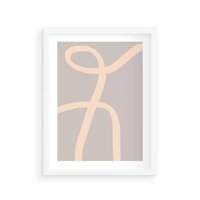 Plakat w ramie 30x40 - Beżowe Boho Zaplątanie - minimalistyczny obraz, nowoczesny - rama biała