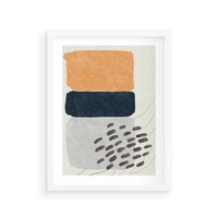 Plakat w ramie 30x40 - Impulsy Podróżnych Marzeń - geometryczne elementy, stonowane kolory - rama biała