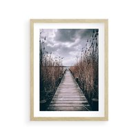Plakat w ramie 40x50 - Mglisty krajobraz - pomost, morze - rama drewno