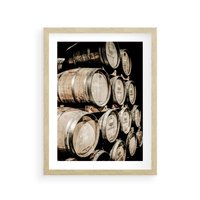 Plakat w ramie 30x40 - Tradycyjne Beczki - beczki, rustykalna fotografia - rama drewno