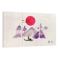 Obraz na płótnie 120x80 - Odbicie Słońca - japońska sztuka, akwarela