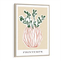 Obraz w ramie 70x100 - Boho Refleksje Natury - gałązki w wazonie, typografia - rama drewno