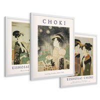 Zestaw obrazy w ramie 40x50 galeria - Japonia, sztuka, Choki, orient - rama biała