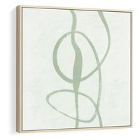 Obraz w ramie 50x50 - Zieleń Wewnętrznej Harmonii - zielona abstrakcja, zgaszona zieleń - rama drewno