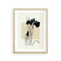 Plakat w ramie 50x70 - Rozkwitające w konturach - irys, kwiaty - rama drewno