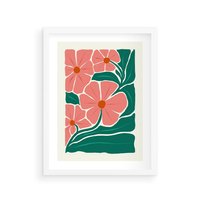 Plakat w ramie 30x40 - Energiczne Opowieści - kwiaty, sztuka nowoczesna - rama biała