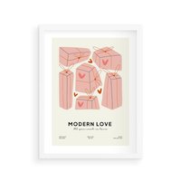 Plakat w ramie 30x40 - Nowoczesna Miłość - nowoczesna grafika, pastelowe kolory - rama biała