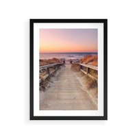 Plakat w ramie 50x70 - Spacer Wśród Przyboju - dróżka, morze - rama czarna