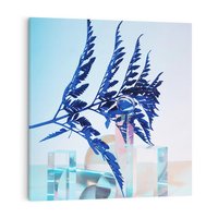 Obraz na płótnie 80x80 - Intensywny Kolor Natury - liście, kobalt