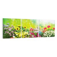 Obraz na płótnie 120x40 - Energiczny ogród - kwiaty, ogród