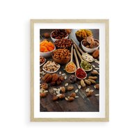 Plakat w ramie 30x40 - Szlachetne smaki kuchni - nasiona, bakalie - rama drewno