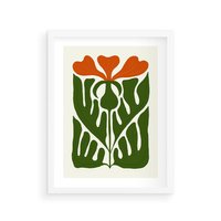 Plakat w ramie 30x40 - Minimalistyczny Urok Kwiatu - kwiat, sztuka nowoczesna - rama biała