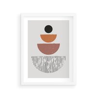 Plakat w ramie 30x40 - Półkola i Boho Akcent - geometria, półkola - rama biała