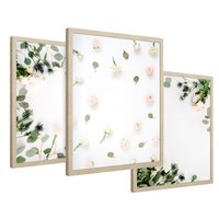 Zestaw obrazy w ramie 50x70 galeria - Białe, kwiaty, róże - rama drewno