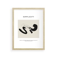Plakat w ramie 50x70 - Prostota w kształcie - abstrakcja, maźnięcie farbą - rama drewno