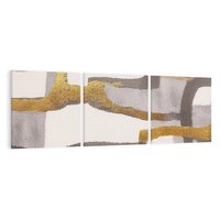 Obraz na płótnie 150x50 - Szaro-złote Wibracje - abstrakcyjne kształty, szerokie linie