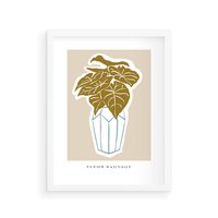 Plakat w ramie 50x70 - Rytmy Nowych Wizji - abstrakcyjne liście, tropikalne w wazonie - rama biała
