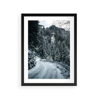 Plakat w ramie 50x70 - Zimowa Przygoda - zima w górach, droga - rama czarna