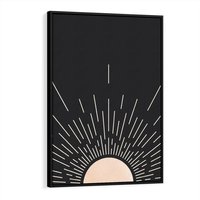 Obraz w ramie 70x100 - Słoneczny Portret Duszy - boho czarne słońce, nowoczesna grafika - rama czarna