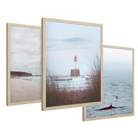Zestaw obrazy w ramie 50x70 galeria - Latarnia, mglisty, pejzaż, morze - rama drewno