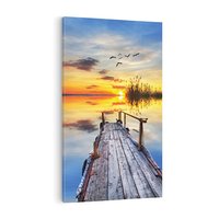 Obraz na płótnie 70x100 - Zachód słońca na pomostach - zachód, słońca
