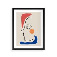 Plakat w ramie 30x40 - Impresje Kształtów - abstrakcyjny obraz, przypomina twarz - rama czarna
