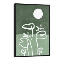 Obraz w ramie 50x70 - Wibracje Naturalnej Równowagi - zielony plakat, roślinne inspiracje - rama czarna