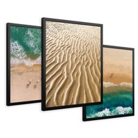 Zestaw obrazy w ramie 50x70 galeria - Plaża, boho, wakacje, morze - rama czarna