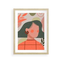 Plakat w ramie 30x40 - Kobiecy Portret Duszy - nowoczesny plakat, styl retro - rama drewno