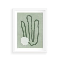 Plakat w ramie 30x40 - Spokojne Kształty Natury - zielona abstrakcja, zgaszona zieleń - rama biała