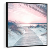 Obraz w ramie 50x50 - Magia Zachodu Słońca - fotografia, stonowane kolory - rama czarna
