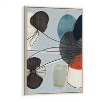 Obraz w ramie 80x120 - Plamy w Niebieskim - sztuka abstrakcyjna, linie - rama drewno