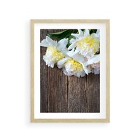 Plakat w ramie 30x40 - Relaksująca Harmonia - kwiaty, spa - rama drewno