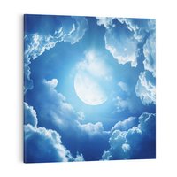 Obraz na płótnie 60x60 - Księżycowe Chmury - księżyc, chmury