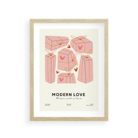 Plakat w ramie 50x70 - Nowoczesna Miłość - nowoczesna grafika, pastelowe kolory - rama drewno