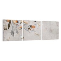 Obraz na płótnie 150x50 - Sploty losu na płótnie - kompozycja boho piór, indiańskie pióra