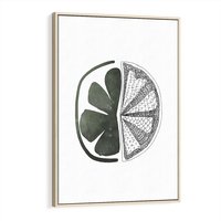 Obraz w ramie 50x70 - Cytrynowe Echo - minimalistyczny plakat, cytryna - rama drewno
