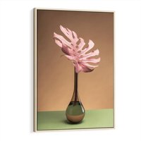 Obraz w ramie 80x120 - Wyjątkowy monstera - monstera, liść - rama drewno