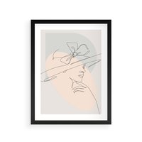 Plakat w ramie 40x50 - Twarz Kobiety w Pastelach - minimalistyczna grafika, pastelowe tłó - rama czarna