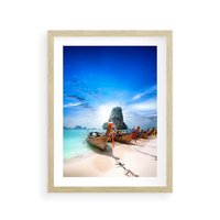 Plakat w ramie 30x40 - Morze na Łodzi - morze, łódź - rama drewno