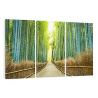 Obraz na płótnie 120x80 - Droga przez japoński bambusowy las - droga, japonia
