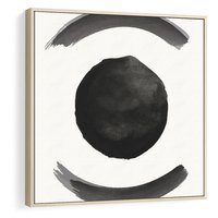 Obraz w ramie 50x50 - Bezczasowe Echo - abstrakcyjne plamy okręgi, akwarelowe - rama drewno
